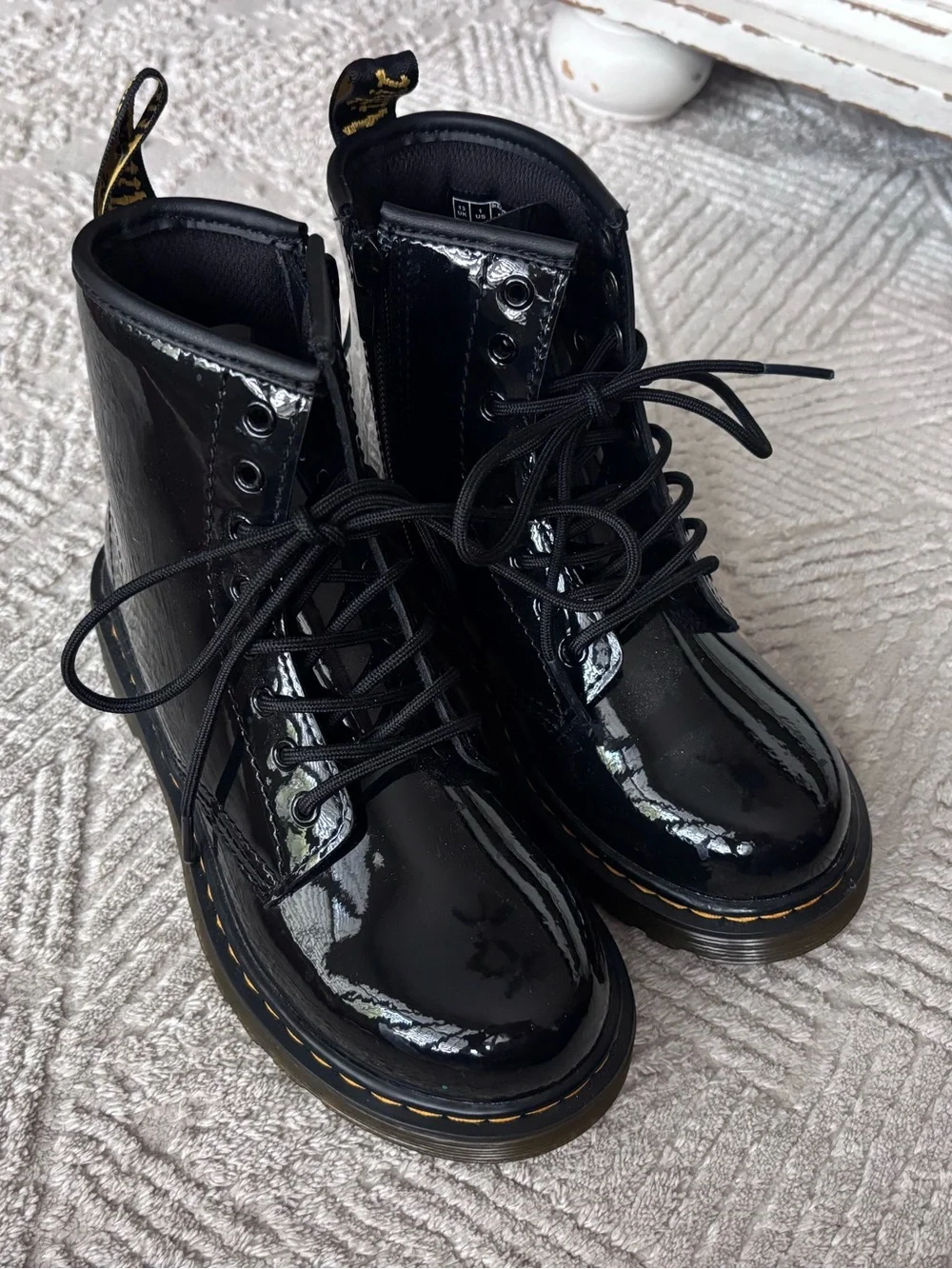 Dr. Martens Junior 1460 Glossy Black Lace-Up Boots
